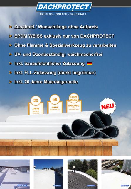 DACHPROTECT EPDM Dachbahn Weiß; Stärke 1,5 mm